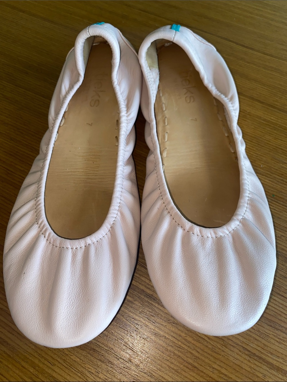 Tieks by Gavrieli Ballerina Pink Ballet Flats Teal Accent and Sole 7 - Picture 4 of 6